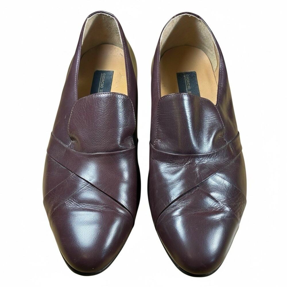 GIORGIO BRUTINI Bernard Men's 13 Plum Slip-On Leather Loafer Wine Criss Cross